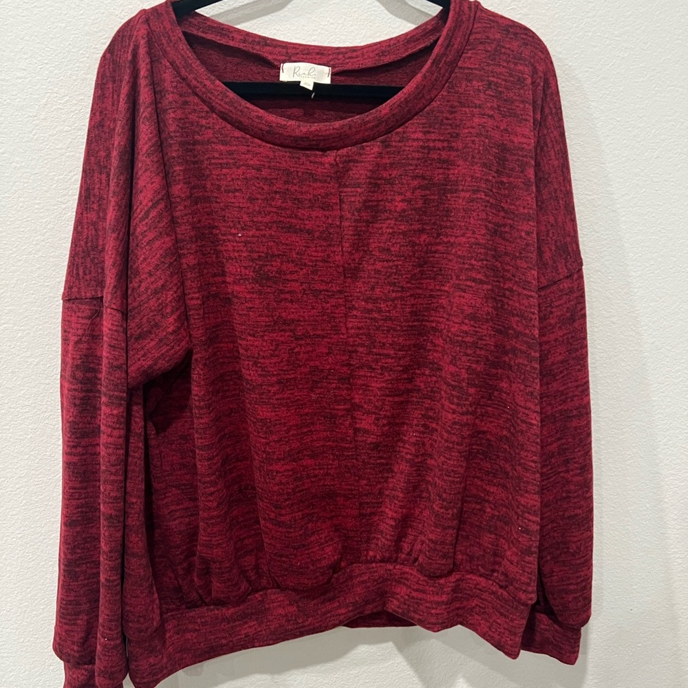 Red Marled Long Sleeve Sweater Size XL by perfect peach